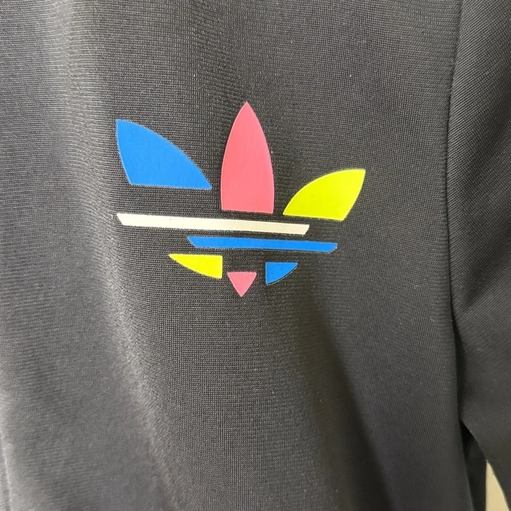 Adidas Black Jacket with Colorful Trefoil girls size medium